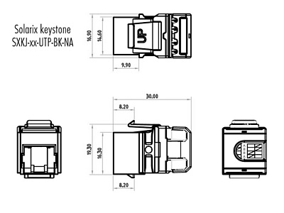 Product Keystone Solarix CAT6 UTP RJ45 Black SXKJ-6-UTP-BK-NA Component Level and 4PPoE - Solarix - Keystone Jacks