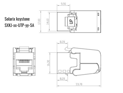 Product MULTIPACK 24 pcs – keystones Solarix CAT5E UTP RJ45 toolless SXKJ-5E-UTP-BK-SA - Solarix - Keystone Jacks