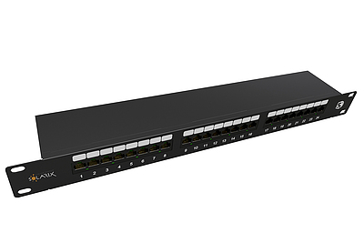 Product 19" patch panel Solarix 24x RJ45 CAT5E STP 1U SX24-5E-STP-BK-N - Solarix - Patch Panels