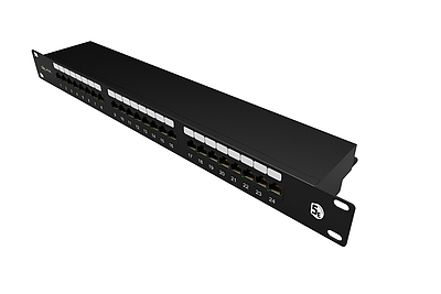 Product 19" patch panel Solarix 24x RJ45 CAT5E STP 1U SX24-5E-STP-BK-N - Solarix - Patch Panels