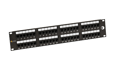 Product 19" Patch Panel Solarix 48x RJ45 CAT6 UTP 350 MHz Black 2U SX48-6-UTP-BK - Solarix - Patch Panels