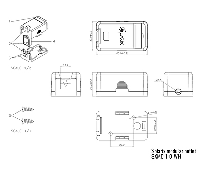 Product Solarix Modular Surface Mount Outlet for 1 Keystone White SXMO-1-0-WH - Solarix - Outlets