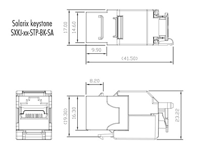 Product Keystone Solarix CAT6 STP RJ45 toolless SXKJ-6-STP-BK-SA - Solarix - Keystone Jacks