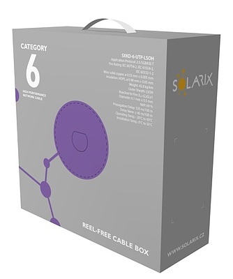 Product Installation cable Solarix CAT6 U/UTP LSOH D<sub>ca</sub>-s2,d2,a1 Extended+ 450 MHz 100m/box SXKD-6-UTP-LSOH - Solarix - Solid Cable