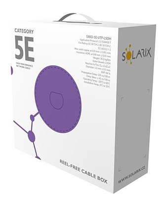 Product Installation cable Solarix CAT5E U/UTP LSOH  D<sub>ca</sub>-s1,d2,a1 Extended+ 350 MHz 100m/box SXKD-5E-UTP-LSOH - Solarix - Solid Cable
