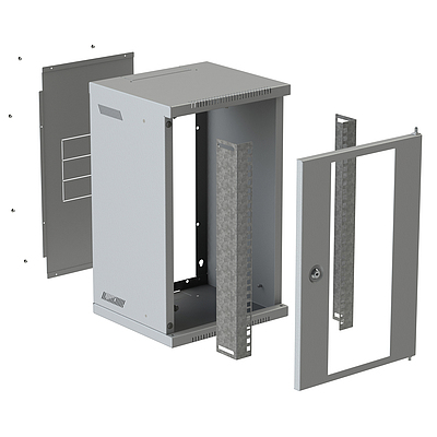 Product 10" Wall Mounted Rack, Height 12U, Depth 265 mm, RAL 7035, RECW10-124B - Solarix - Wall Mount 10"