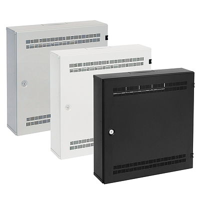 Product 19" Wall Mounted SOHO Rack, Riveted, 4U and 2U, Hight 550 mm, Width 550 mm, Depth 150 mm, RAL 7035, RECW-RV-SOHO-B   - Solarix - Wall Mount 19"