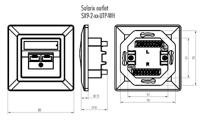 Product Solarix CAT5E UTP 2x RJ45 flush-mounted outlet, white SX9-2-5E-UTP-WH - Solarix - Outlets