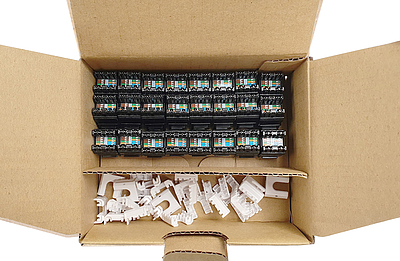 Product MULTIPACK 24 pcs – keystone Solarix CAT6 UTP RJ45 Black SXKJ-6-UTP-BK-NA - Solarix - Keystone Jacks