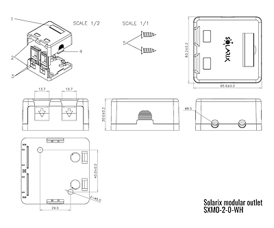 Product Solarix Modular Surface Mount Outlet for 2 Keystones White SXMO-2-0-WH - Solarix - Outlets