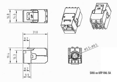Product 10G keystone Solarix CAT6A UTP toolless SXKJ-10G-UTP-RAL-SA, RAL FIT modules, Component Level and 4PPoE - Solarix - Keystone Jacks