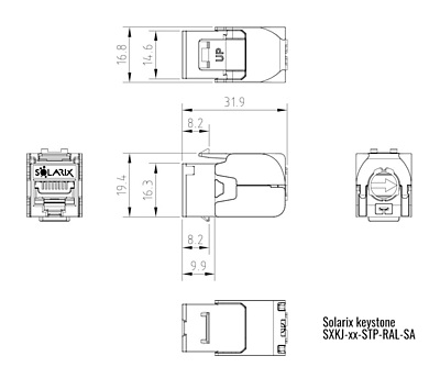 Product 10G keystone Solarix CAT6A STP toolless SXKJ-10G-STP-RAL-SA, RAL FIT modules, Component Level and 4PPoE - Solarix - Keystone Jacks