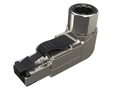 Product Universal MTPL 90° Plug RJ45 CAT6 STP Toolless SXRJ45-6-STP-BK-SA-U - Solarix - Plugs