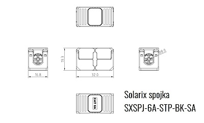 Product Coupler CAT6A STP toolless SXSPJ-6A-STP-BK-SA - Solarix - Couplers