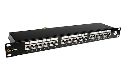 Product 19" patch panel Solarix 24x RJ45 CAT6 STP 1U SX24-6-STP-BK - Solarix - Patch Panels