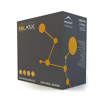 Product DROP1000 cable Solarix 12f 9/125 3.2mm LSOH E<sub>ca</sub> black 1000m SXKO-DROP-12-OS-LSOH - Solarix - Fibre Optic Cable