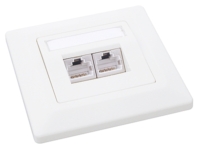 Product Solarix CAT5E STP 2x RJ45 flush-mounted outlet, white SX9-2-5E-STP-WH - Solarix - Outlets