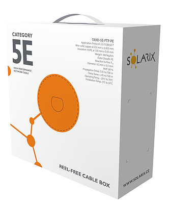 Product Installation cable Solarix CAT5E FTP PE F<sub>ca</sub>outdoor 100m/box SXKD-5E-FTP-PE - Solarix - Solid Cable
