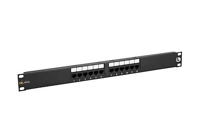 Product 19" patch panel Solarix 12x RJ45 CAT5E UTP 150 MHz Black 1U SX12-5E-UTP-BK - Solarix - Patch Panels