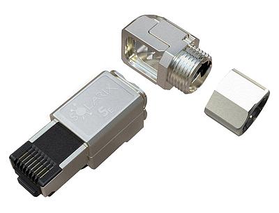 Product Universal MTPL 90° Plug RJ45 CAT5E STP toolless SXRJ45-5E-STP-BK-SA-U - Solarix - Plugs