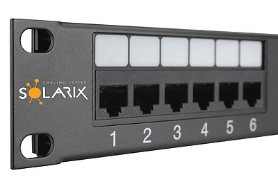 Product  19" Patch Panel Solarix 24x RJ45 CAT6 UTP 350 MHz Black 1U SX24-6-UTP-BK - Solarix - Patch Panels