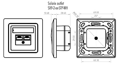 Product Solarix CAT6 STP 1x RJ45 flush-mounted outlet, white SX9-1-6-STP-WH - Solarix - Outlets