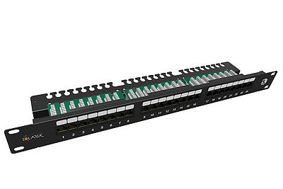 Product 19" patch panel Solarix 24x RJ45 CAT5E UTP 1U SX24L-5E-UTP-BK-N - Solarix - Patch Panels